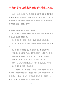 中班科学活动教案认识影子（精选10篇）