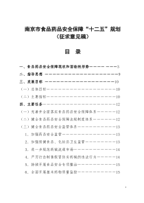 南京食品安全保障十二五规划