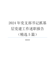 2024年党支部书记抓基层党建工作述职报告（精选5篇）