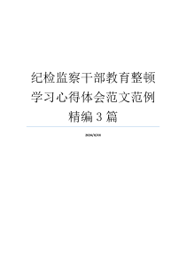 纪检监察干部教育整顿学习心得体会范文范例精编3篇