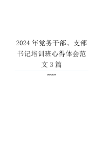 2024年党务干部、支部书记培训班心得体会范文3篇