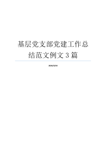 基层党支部党建工作总结范文例文3篇