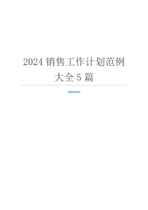 2024销售工作计划范例大全5篇