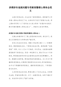 涉酒涉车违规问题专项教育整顿心得体会范文