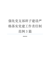 强化党支部班子建设严格落实党建工作责任制范例3篇