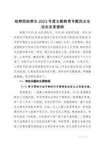 检察院检察长2023年度主题教育专题民主生活会发言提纲