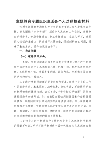 主题教育专题组织生活会个人对照检查材料