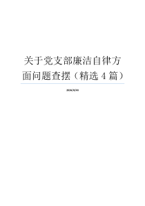 关于党支部廉洁自律方面问题查摆（精选4篇）