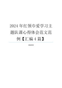 2024年红领巾爱学习主题队课心得体会范文范例【汇编4篇】