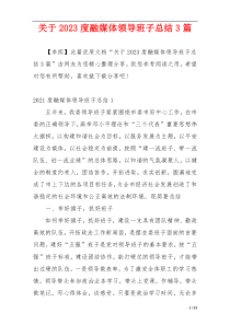 关于2023度融媒体领导班子总结3篇