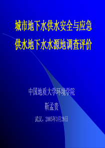 城市地下水供水安全与应急供水地下水水源地调查评价