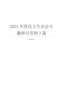 2024年度民主生活会专题研讨范例3篇