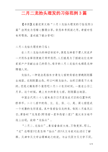 二月二龙抬头理发的习俗范例3篇