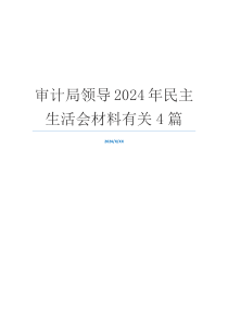 审计局领导2024年民主生活会材料有关4篇