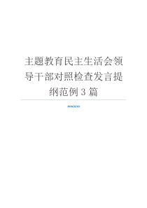 主题教育民主生活会领导干部对照检查发言提纲范例3篇