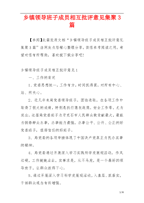 乡镇领导班子成员相互批评意见集聚3篇