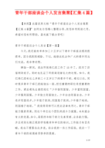 青年干部座谈会个人发言集聚【汇集4篇】