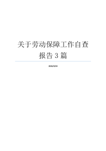 关于劳动保障工作自查报告3篇