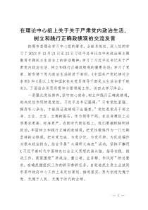 在理论中心组上关于关于严肃党内政治生活、树立和践行正确政绩观的交流发言