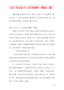 2023生活会个人发言提纲（精选4篇）