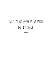 民主生活会整改措施范例【4篇】