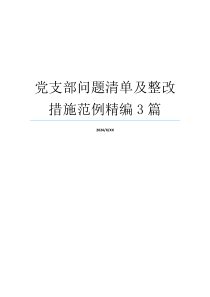 党支部问题清单及整改措施范例精编3篇