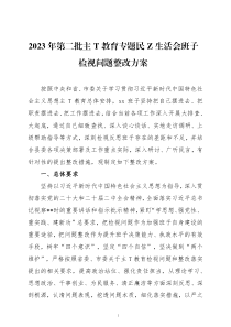 2023年第二批主T教育专题民Z生活会班子检视问题整改方案两篇