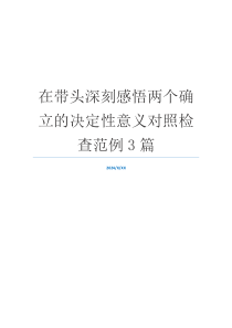 在带头深刻感悟两个确立的决定性意义对照检查范例3篇