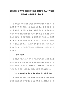 2024年公司党支部专题民主生活会领导班子新六个方面对照检查材料情况报告3篇合集