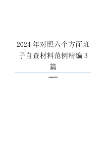 2024年对照六个方面班子自查材料范例精编3篇