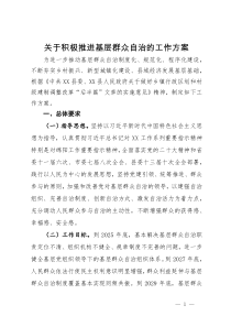 关于积极推进基层群众自治的工作方案