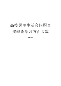 高校民主生活会问题查摆理论学习方面3篇