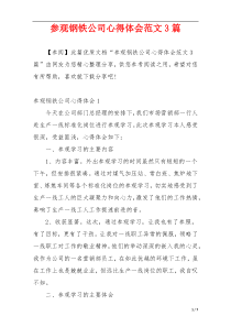 参观钢铁公司心得体会范文3篇