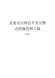 党建亮点特色不突出整改措施范例4篇