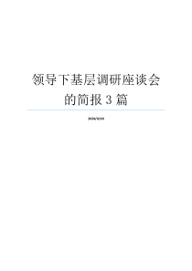 领导下基层调研座谈会的简报3篇