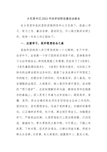 乡纪委书记2023年述学述职述廉述法报告