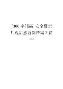 [300字]煤矿安全警示片观后感范例精编3篇