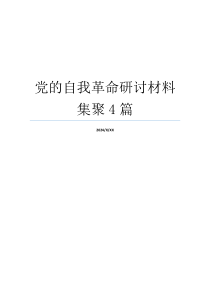 党的自我革命研讨材料集聚4篇