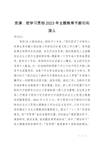 党课：把主题教育不断引向深入