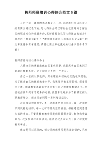 教师师资培训心得体会范文5篇