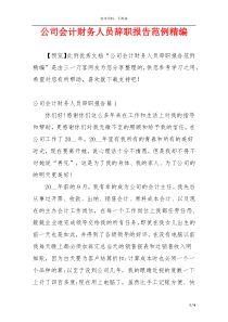 公司会计财务人员辞职报告范例精编