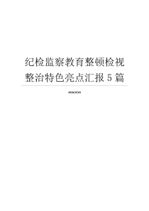 纪检监察教育整顿检视整治特色亮点汇报5篇