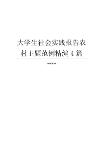 大学生社会实践报告农村主题范例精编4篇