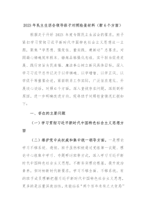 2023年民主生活会领导班子对照检查材料新6个方面