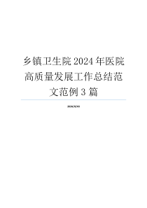 乡镇卫生院2024年医院高质量发展工作总结范文范例3篇