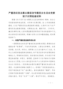 严重违纪违法案以案促改专题民主生活会党委班子对照检查材料