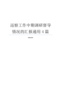 巡察工作中期调研督导情况的汇报通用4篇