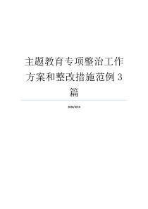 主题教育专项整治工作方案和整改措施范例3篇