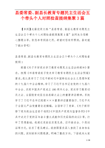 县委常委、副县长教育专题民主生活会五个带头个人对照检查提纲集聚3篇