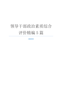 领导干部政治素质综合评价精编5篇